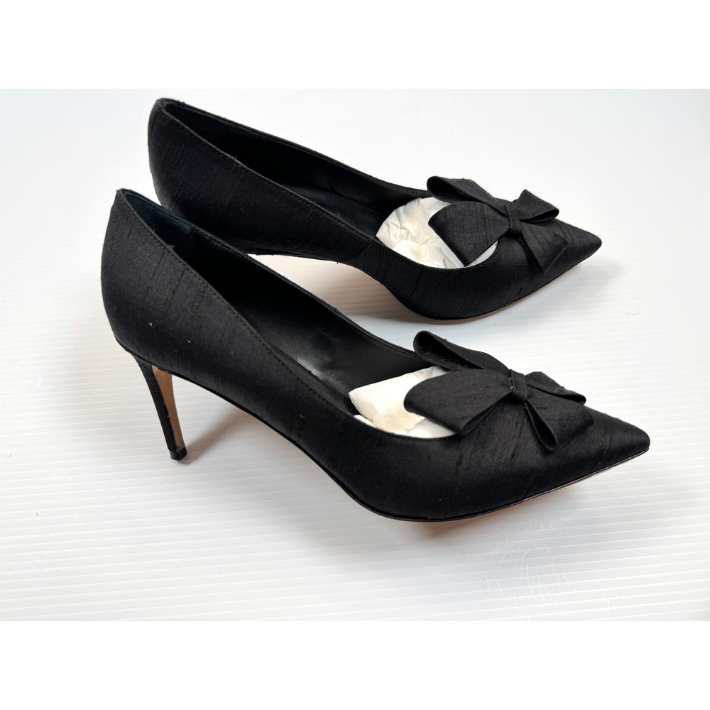 Something Bleu Elaina Bow Pointy Toe Pump Women 10 B NWOB Fabric Stiletto Heels